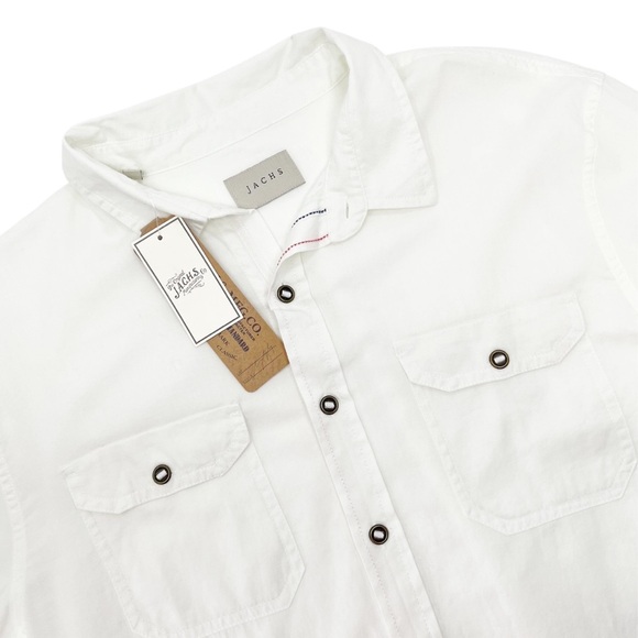 JACHS White Cotton Button-Up Shirt Men’s Size Medium Long Sleeve jachs New NWT - Picture 6 of 7